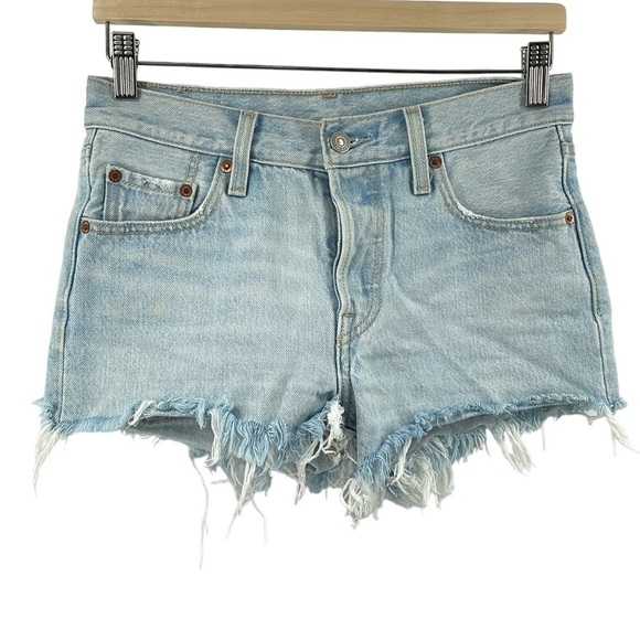 Levi’s jean shorts frayed light denim vacation summer warm weather sz 25 - Picture 1 of 11